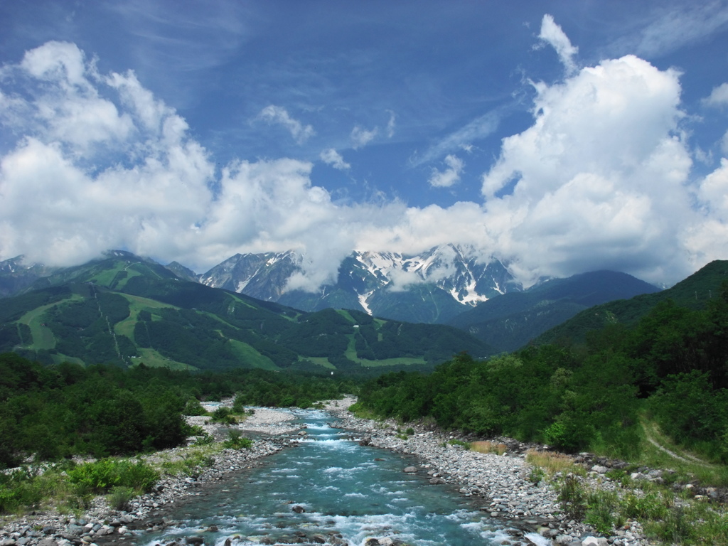 松川と白馬連山