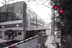 電車通過の踏切