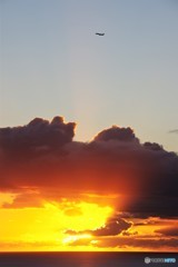 夕陽を下に