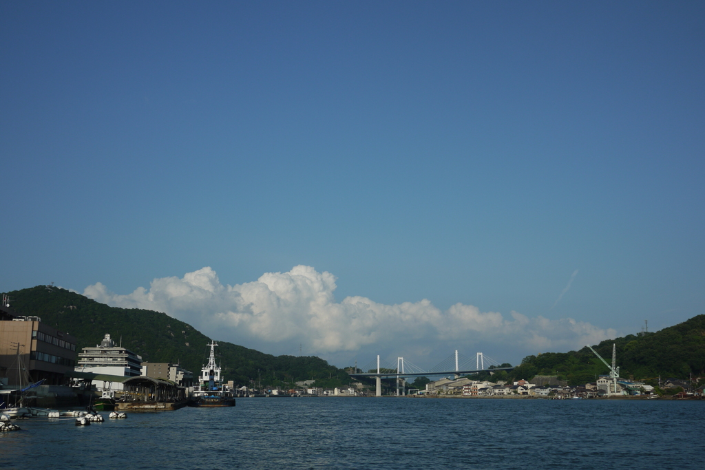 向かいに尾道を臨む島