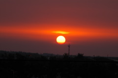 真っ赤な夕陽