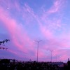 夕陽と月