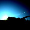 朝陽から希望の星が飛んでいく