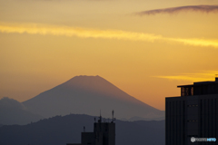 夕焼けと富士山