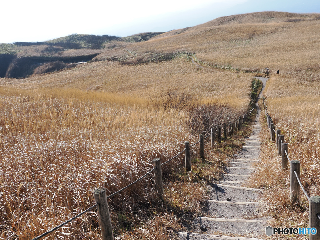 山頂から延びる道