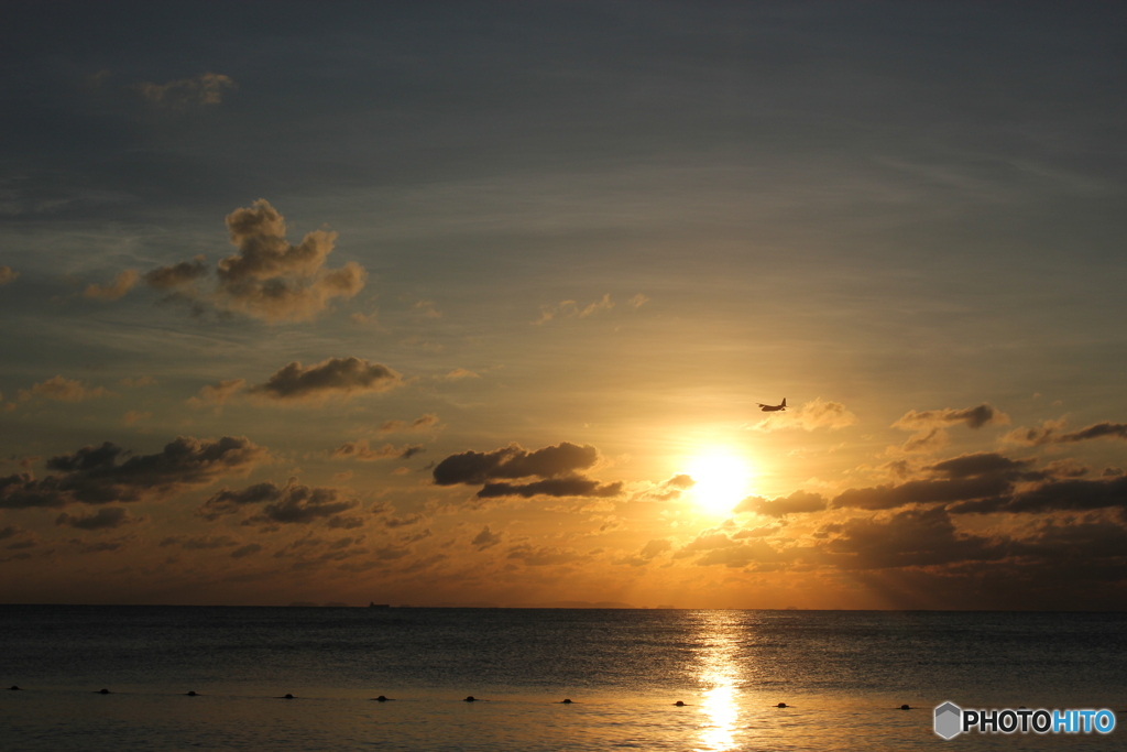 夕焼けに向かって