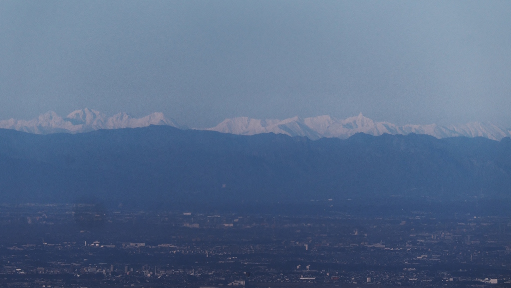 筑波山から北アルプス槍穂高連峰を望む