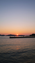 港の夕日