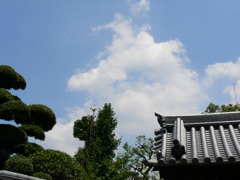 お寺と雲