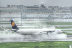 Smoke on the runway