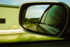Mirror of the car of the friend