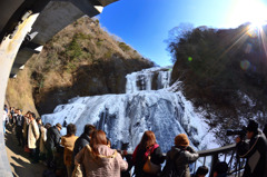 Icefall and person