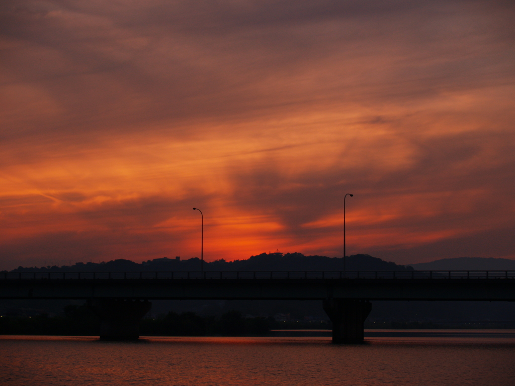 芦田川河川敷夕日