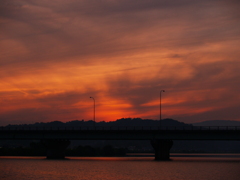 芦田川河川敷夕日