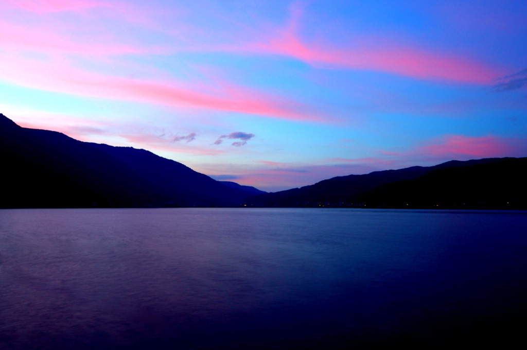 木崎湖の夕日