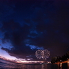 Crecent Moon and Fireworks in Honolulu