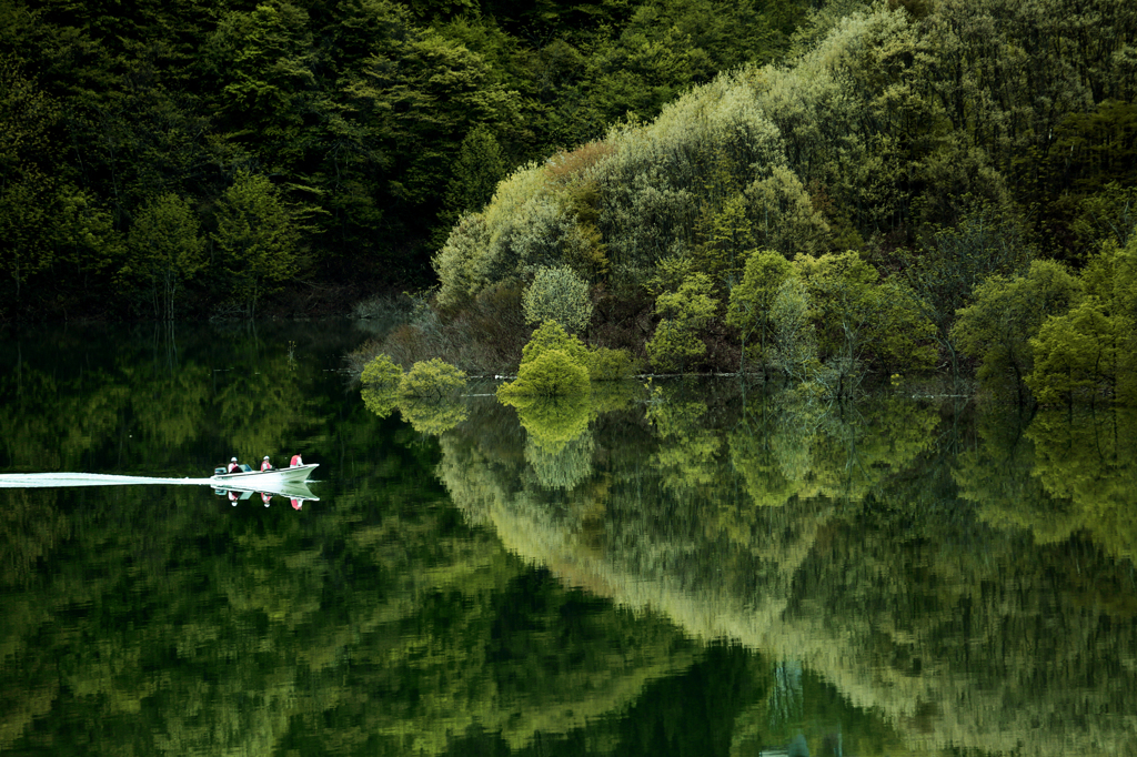 月山湖にて