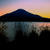 夕景 山中湖からの富士山