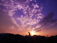 万博の夕日