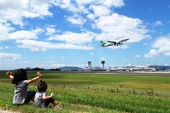 大空に向かって。