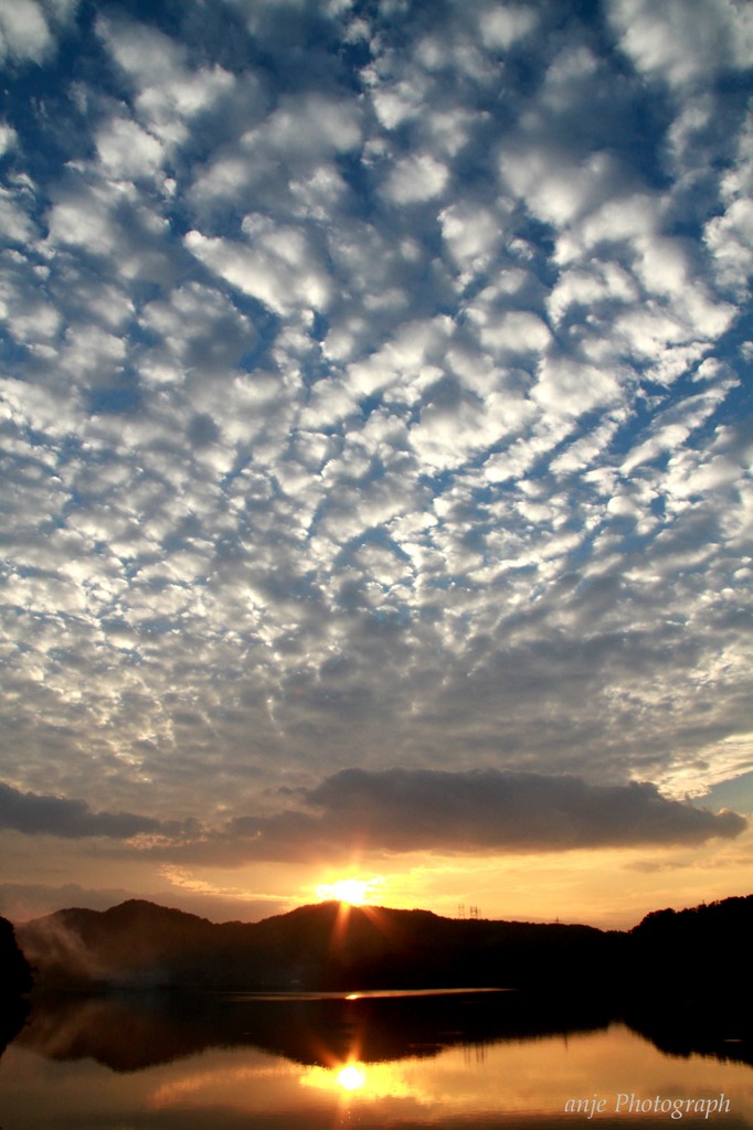 夕景のうろこ雲。