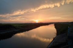 橋からの夕日