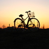 夕焼けと自転車
