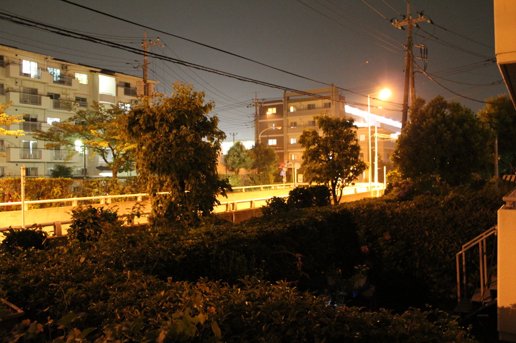 夜のベランダ