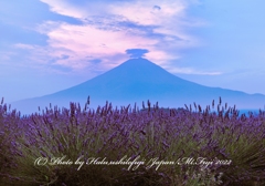 夕暮れる富士山