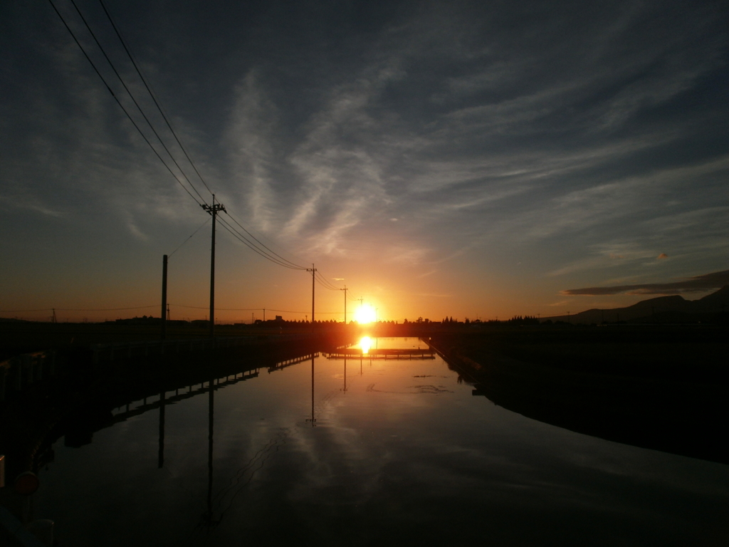 農水路の夜明け