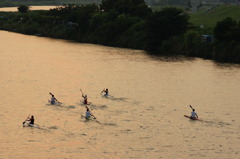 夕日に向かって