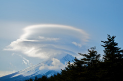 お見送りの富士山