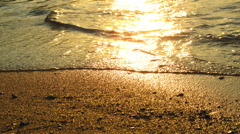 夕陽に輝く浜
