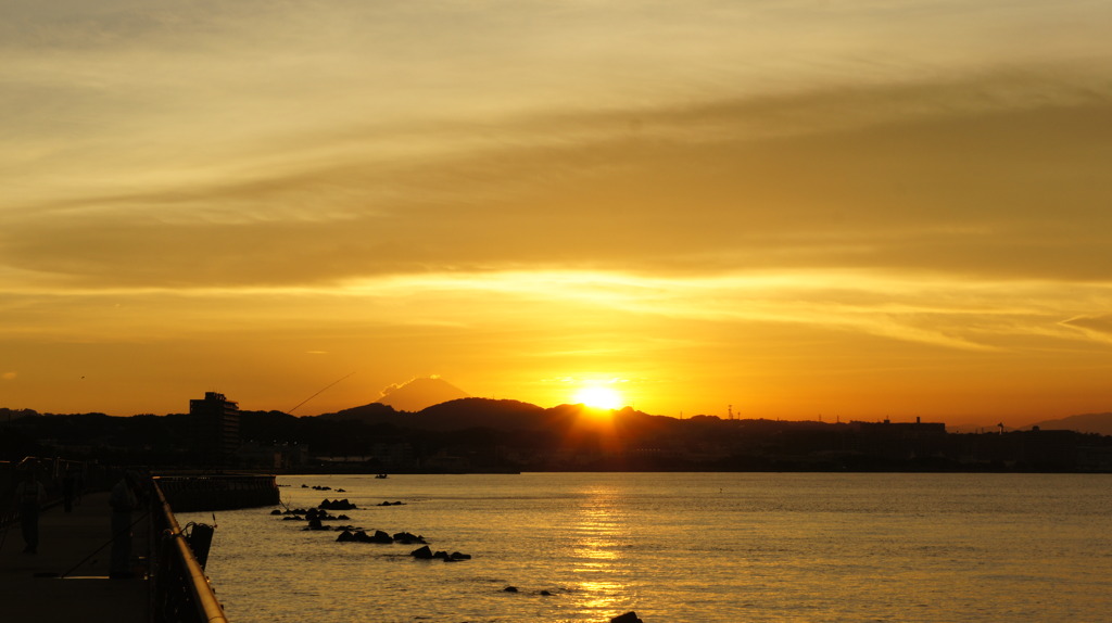 夕日に感動