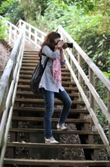 階段カメラ女子