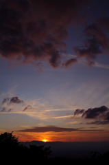 朝日連峰に沈む夕陽