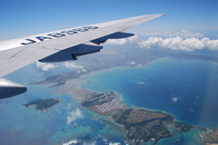上空から見た青い海