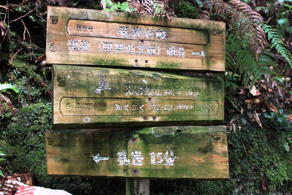 乳岩と明神山との分岐点