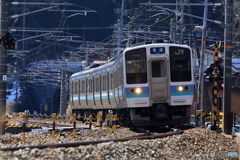 奈良井駅付近での電車