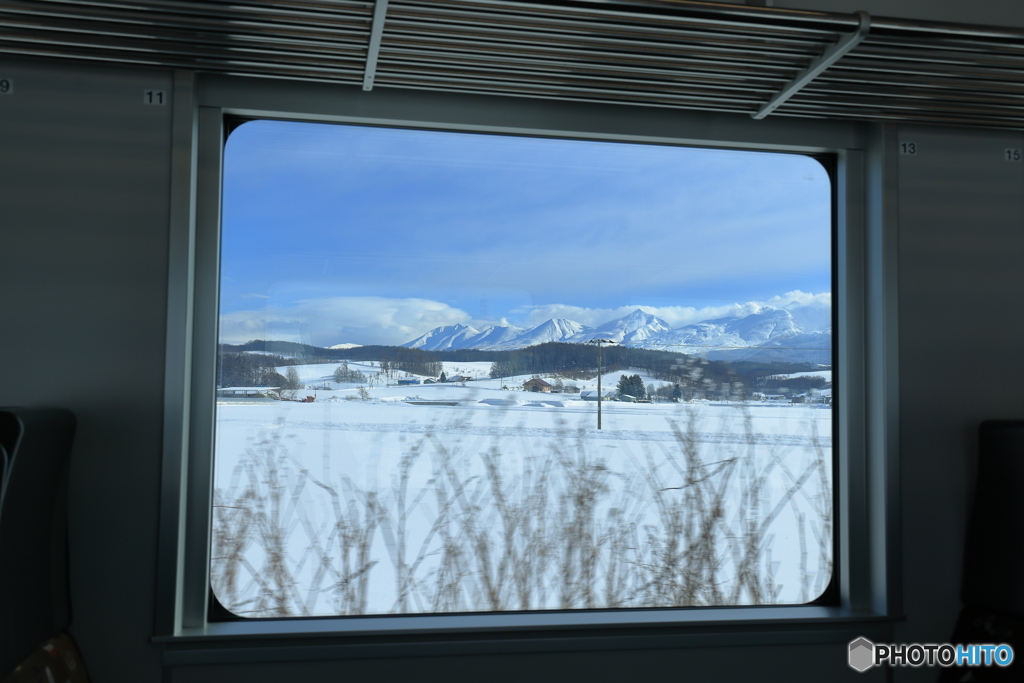 十勝連峰を車窓から望む
