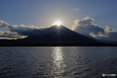 富士山に日が沈む