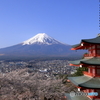 五重塔と桜と富士山