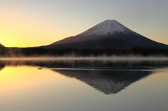 靄立つ湖面