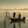 釣り人　－印旛沼－