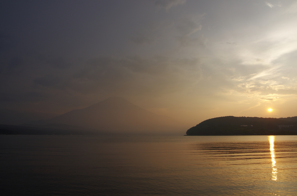 夕霞の富士