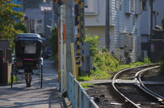 線路と人力車