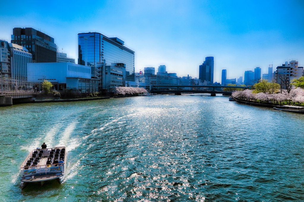 大川沿いにて
