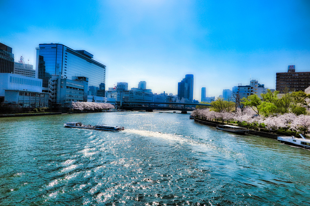 大川沿いにて