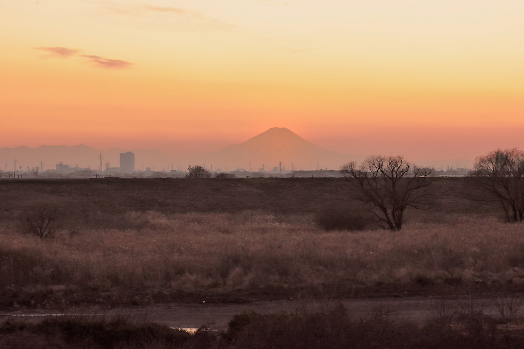 夕焼け富士山