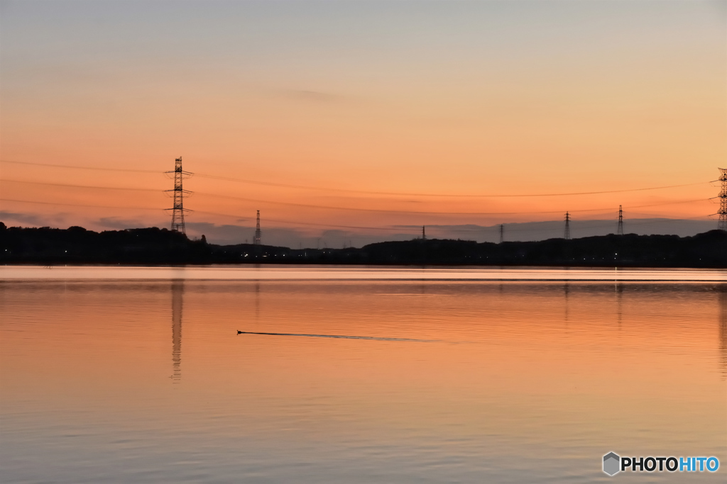 手賀沼夕日　２